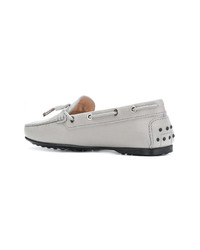 Женские серые кожаные мокасины от Tod's
