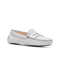 Женские серые кожаные мокасины от Tod's