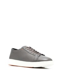 Мужские серые кожаные низкие кеды от Santoni