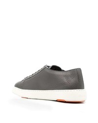 Мужские серые кожаные низкие кеды от Santoni
