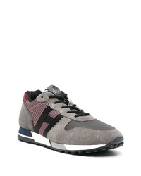 Мужские серые кожаные низкие кеды от Hogan