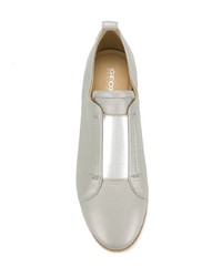 Женские серые кожаные низкие кеды от Geox