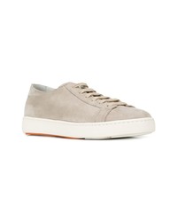 Мужские серые кожаные низкие кеды от Santoni