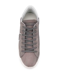 Мужские серые кожаные низкие кеды от Philippe Model