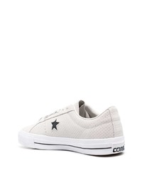 Мужские серые кожаные низкие кеды от Converse