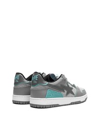 Мужские серые кожаные низкие кеды от A Bathing Ape