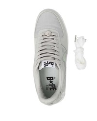 Мужские серые кожаные низкие кеды от A Bathing Ape