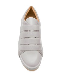 Женские серые кожаные низкие кеды от Jil Sander