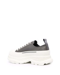 Мужские серые кожаные низкие кеды от Alexander McQueen
