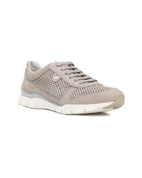 Женские серые кожаные низкие кеды от Geox