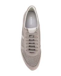 Женские серые кожаные низкие кеды от Geox