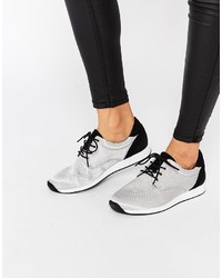 Серые кожаные плетеные кеды