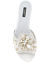 Серые кожаные сандалии на плоской подошве от Dolce & Gabbana