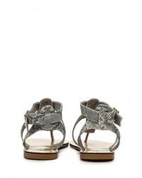 Серые кожаные сандалии на плоской подошве от LOST INK