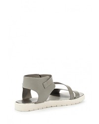 Серые кожаные сандалии на плоской подошве от Savannah