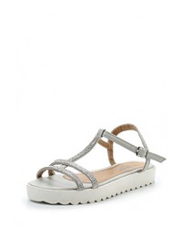 Серые кожаные сандалии на плоской подошве от Topway