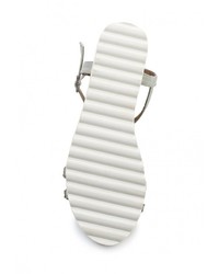 Серые кожаные сандалии на плоской подошве от Topway