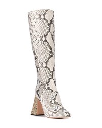 Серые кожаные сапоги со змеиным рисунком от Rochas