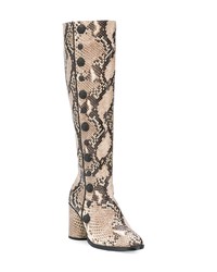 Серые кожаные сапоги со змеиным рисунком от Rue St