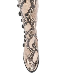 Серые кожаные сапоги со змеиным рисунком от Rue St