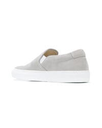 Мужские серые кожаные слипоны от Common Projects