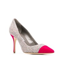 Серые кожаные туфли с украшением от Manolo Blahnik