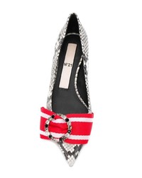 Серые кожаные туфли со змеиным рисунком от N°21