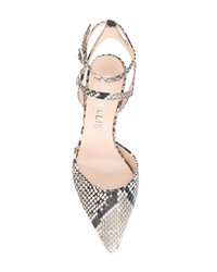 Серые кожаные туфли со змеиным рисунком от Marc Ellis