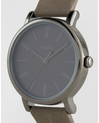 Мужские серые кожаные часы от Timex