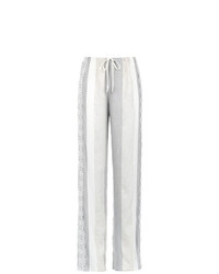 Серые кружевные широкие брюки в вертикальную полоску от Martha Medeiros