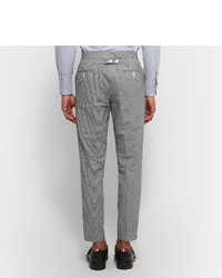 Мужские серые льняные классические брюки от Thom Browne