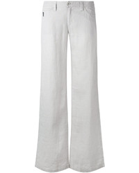 Серые льняные широкие брюки от Armani Jeans