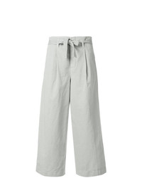 Серые льняные широкие брюки от Incotex