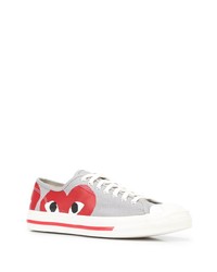 Мужские серые низкие кеды из плотной ткани с принтом от COMME DES GARÇONS PLAY X CONVERSE