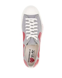 Мужские серые низкие кеды из плотной ткани с принтом от COMME DES GARÇONS PLAY X CONVERSE