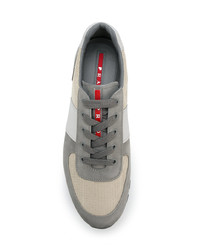 Мужские серые низкие кеды от Prada