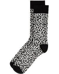 Серые носки с леопардовым принтом
