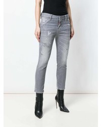 Серые рваные джинсы-бойфренды от Dsquared2