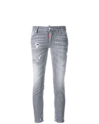 Серые рваные джинсы скинни от Dsquared2