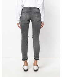 Серые рваные джинсы скинни от R 13