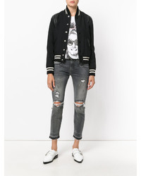 Серые рваные джинсы скинни от R 13