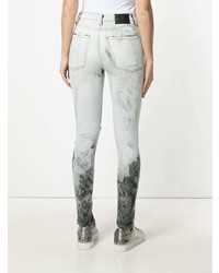 Серые рваные джинсы скинни от Marcelo Burlon County of Milan