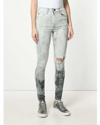 Серые рваные джинсы скинни от Marcelo Burlon County of Milan