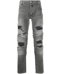 Мужские серые рваные джинсы от Balmain