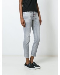 Женские серые рваные джинсы от Dsquared2