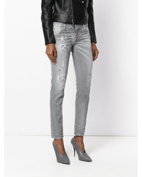 Женские серые рваные джинсы от Dsquared2