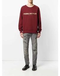 Мужские серые рваные джинсы от Pierre Balmain