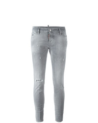 Женские серые рваные джинсы от Dsquared2