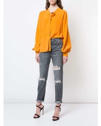 Женские серые рваные джинсы от Grlfrnd