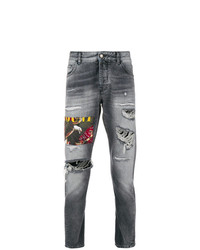 Мужские серые рваные джинсы от Marcelo Burlon County of Milan